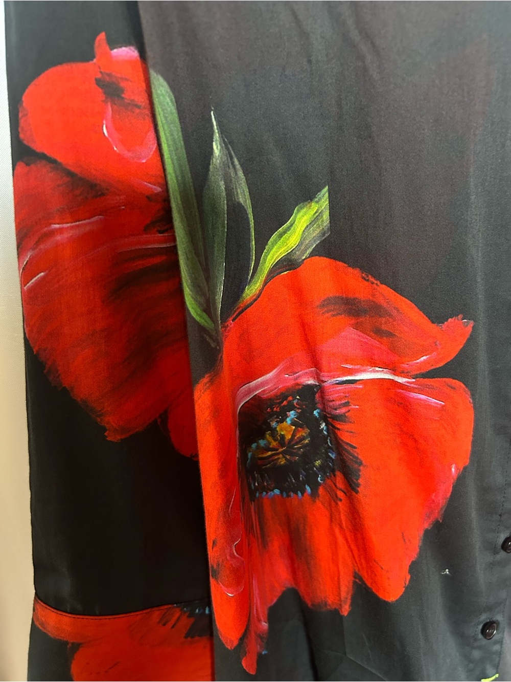 Finley Black Button-Down Shirt with Red Floral Print - Picture 3 of 3